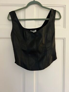 Heartloom Black Faux Leather Scoop Tank